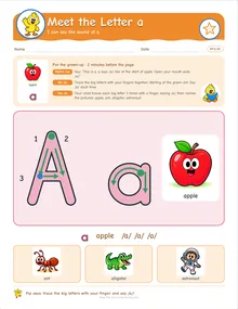 Day 1 sheet: Meet the Letter a
