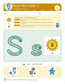 Day 3 sheet: Meet the Letter s