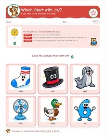 Day 3 sheet: Which Start with /s/?