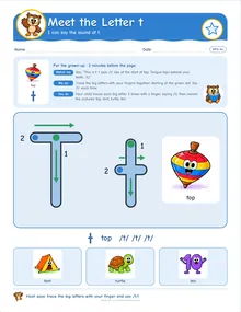 Day 4 sheet: Meet the Letter t