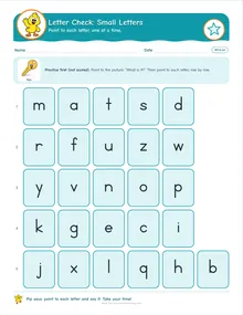 Day 6 sheet: Letter Check: Small Letters