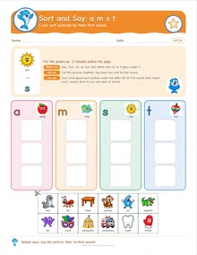 Day 9 sheet: Sort and Say: a m s t