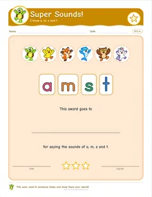 Day 10 sheet: Super Sounds! award