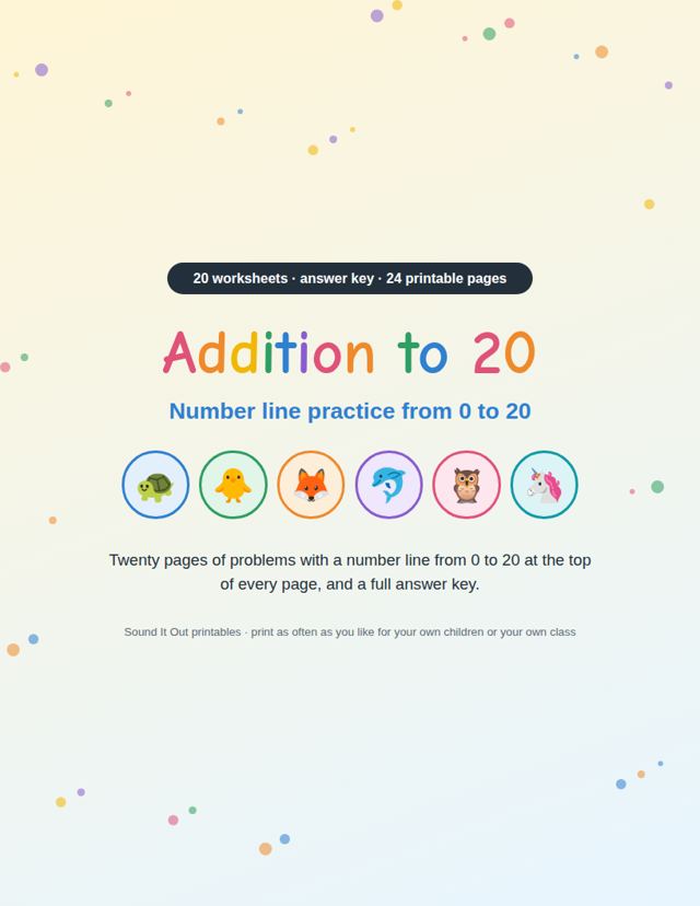 Addition to 20: sample page 1