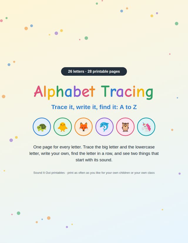 Alphabet Tracing: sample page 1