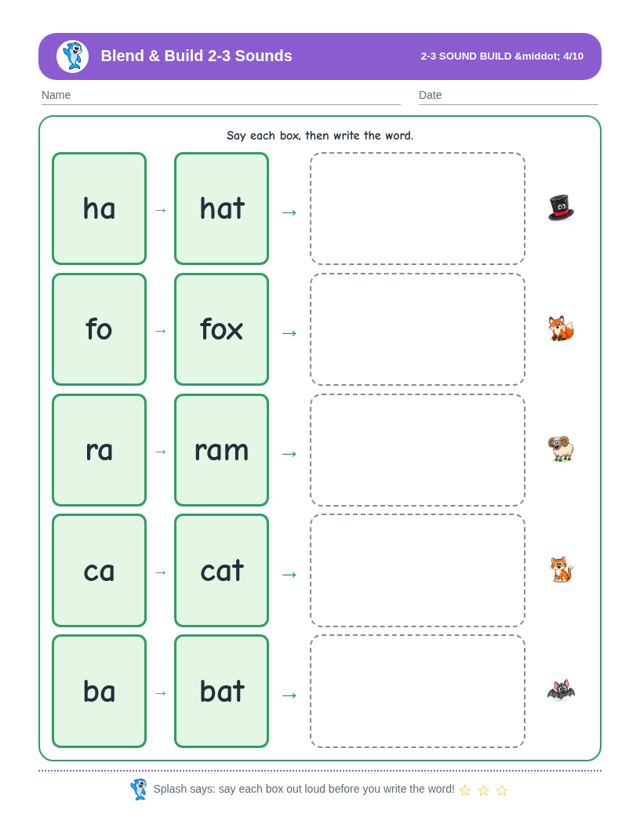 Blend and Build 2 to 3 Sounds: sample page 3