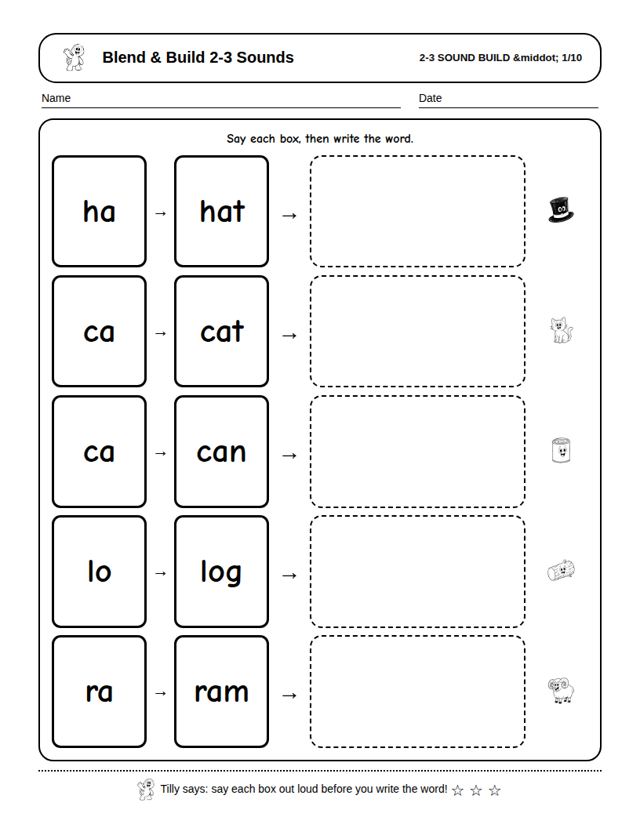 Blend and Build 2 to 3 Sounds: sample page 4