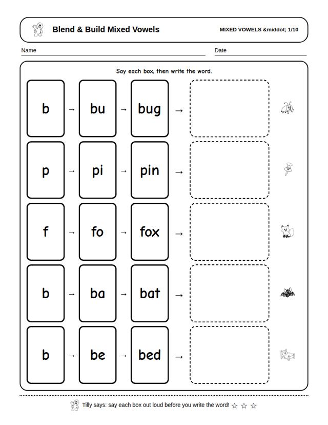 Blend and Build Mixed Vowel Words: sample page 4