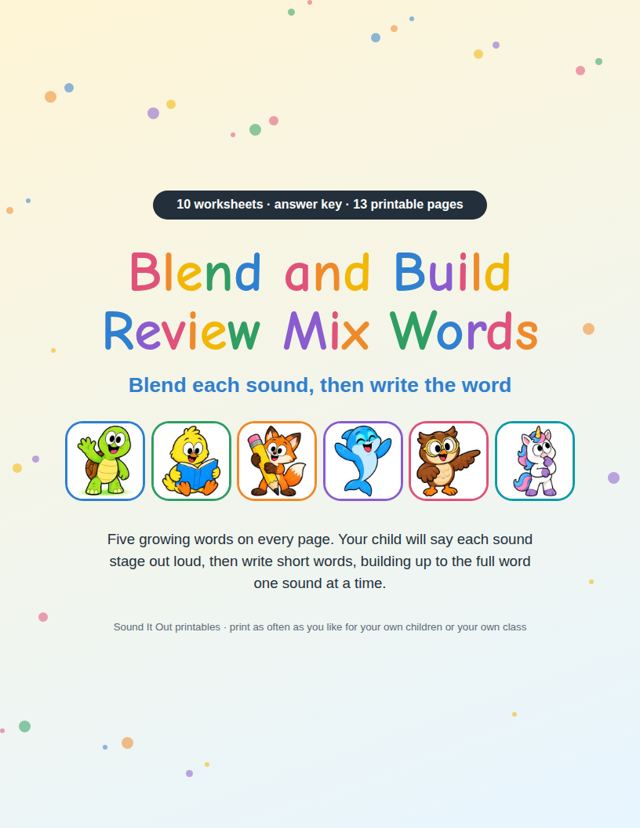 Blend and Build Review Mix Words: sample page 1