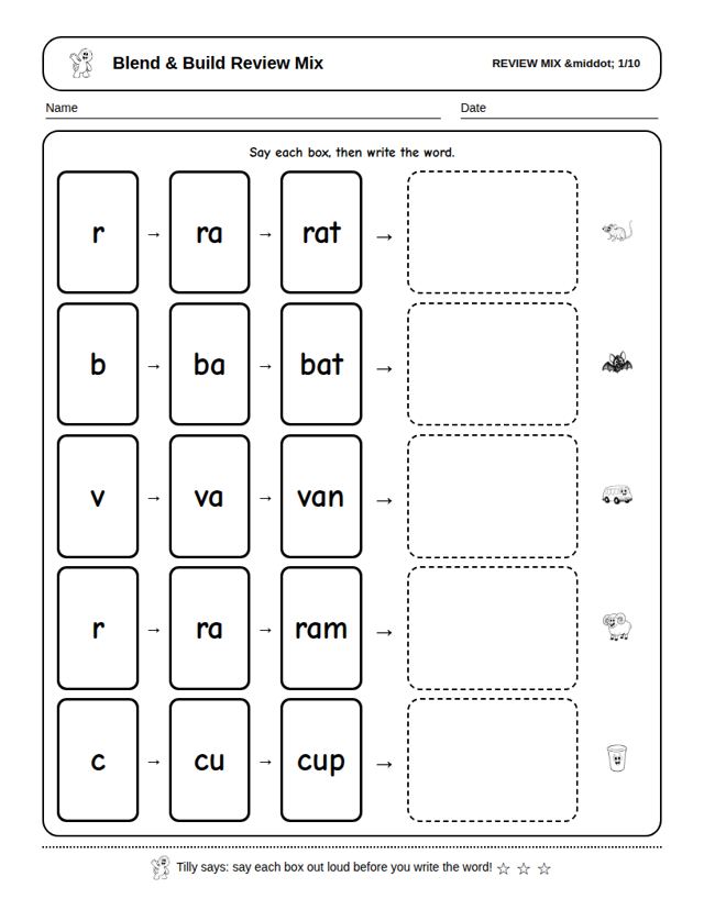 Blend and Build Review Mix Words: sample page 4