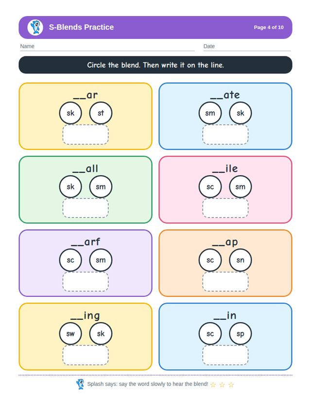 Blends Practice Bundle: sample page 4