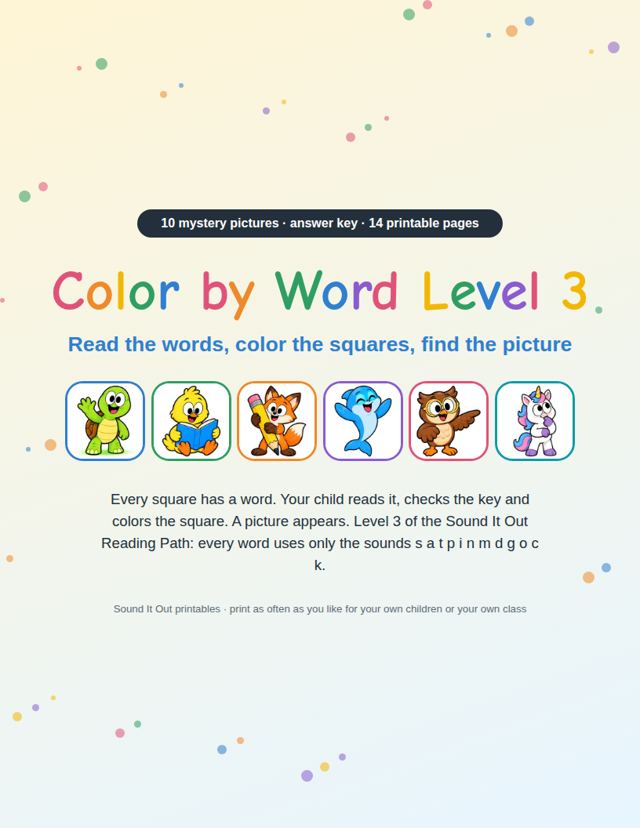 Color by Word Level 3: sample page 1