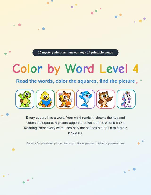 Color by Word Level 4: sample page 1