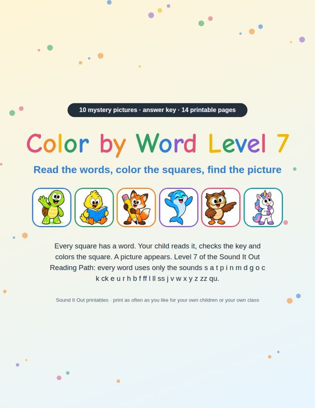 Color by Word Level 7: sample page 1