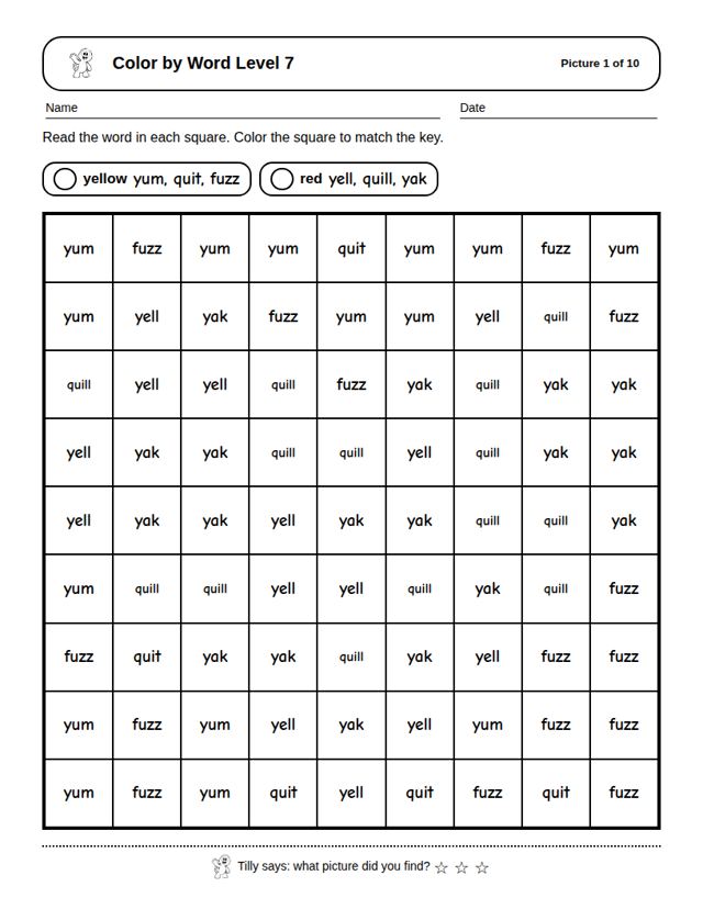 Color by Word Level 7: sample page 4