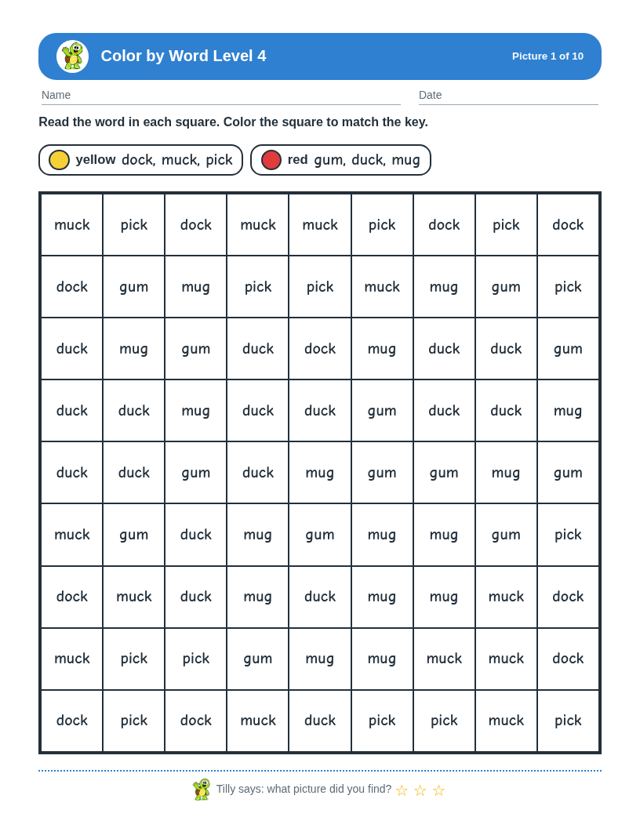 Color By Word Level Bundle: sample page 3