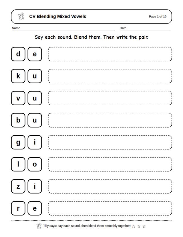 CV Blending Mixed Vowels: sample page 4