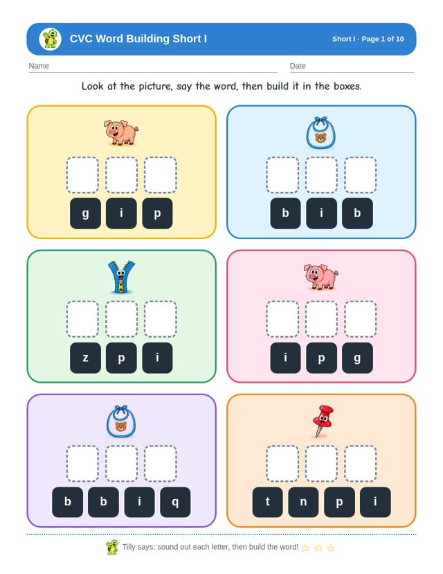 CVC Word Building Bundle: sample page 3