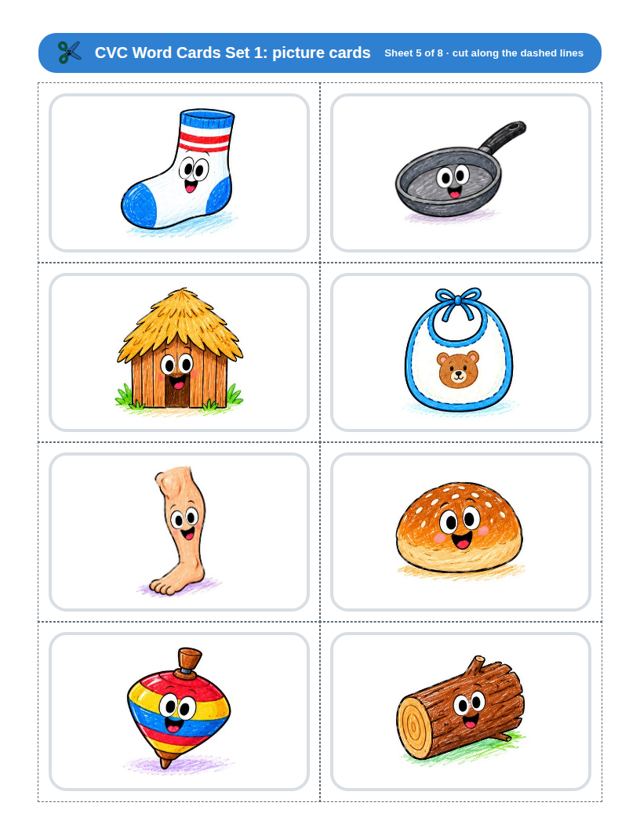 CVC Word Cards Set 1: sample page 3