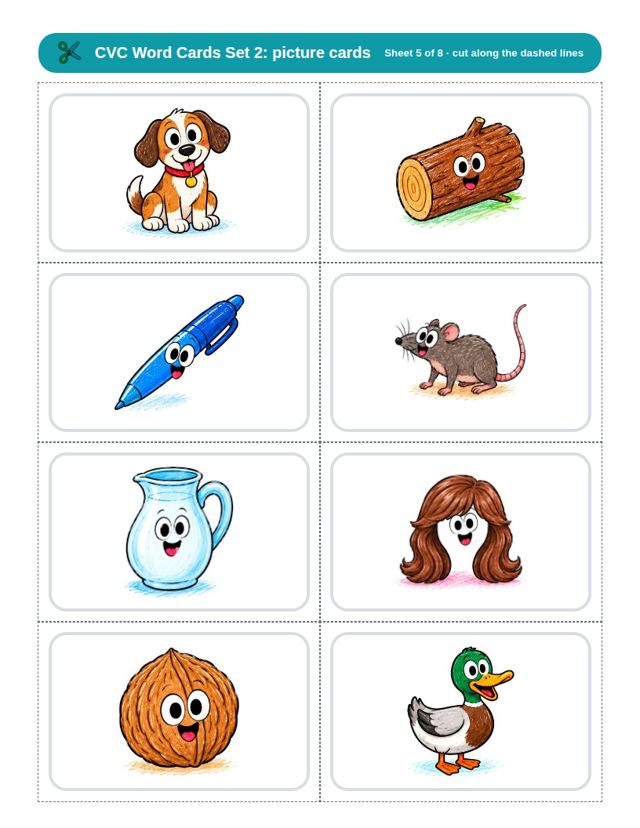 CVC Word Cards Set 2: sample page 3