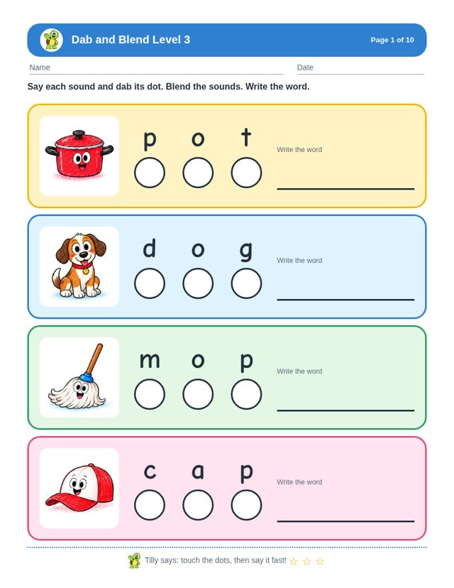 Sample page from Dab and Blend Level 3