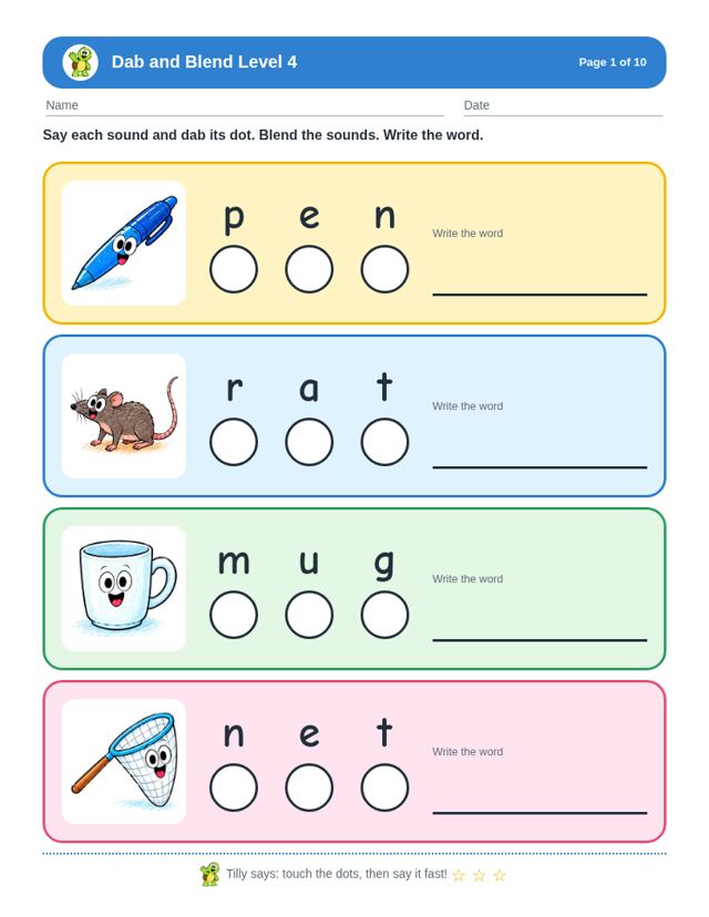 Dab and Blend Level 4 sample page