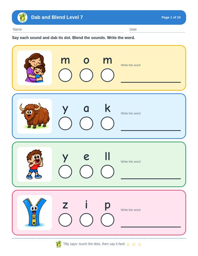 Dab and Blend Level 7 sample page