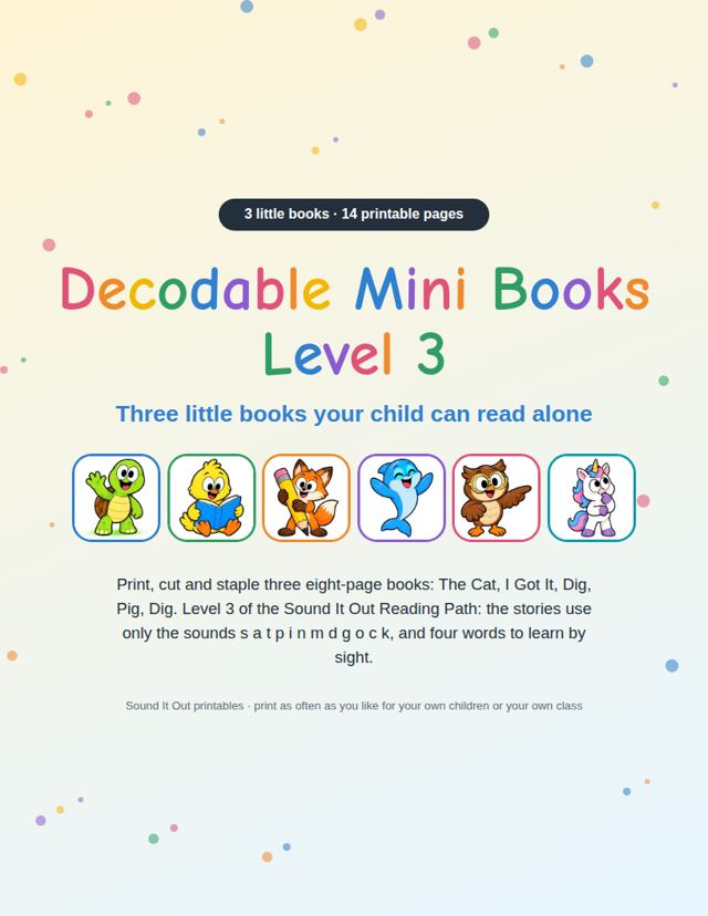 Decodable Mini Books Level 3: sample page 1