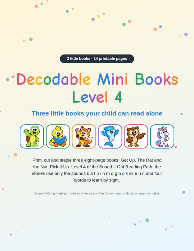 Decodable Mini Books Level 4: sample page 1
