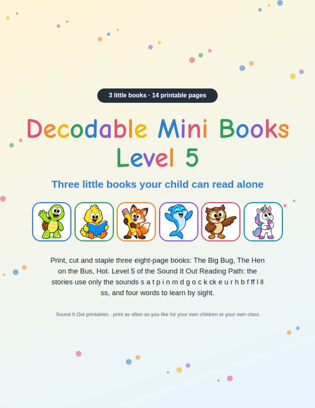 Decodable Mini Books Level 5: sample page 1