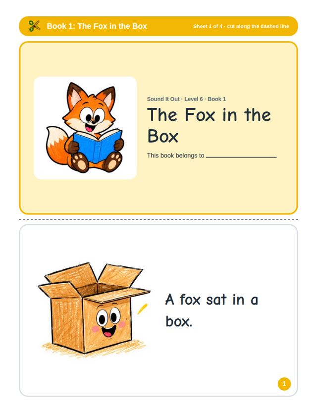 Free sample page from Decodable Mini Books Level 6