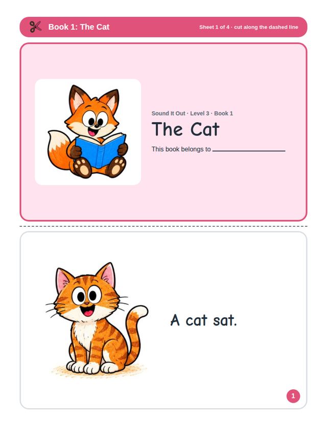 Decodable Mini Books Level Bundle: sample page 1