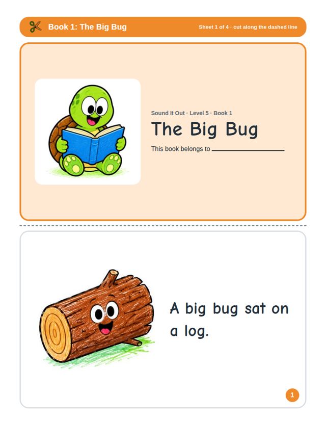 Decodable Mini Books Level Bundle: sample page 3