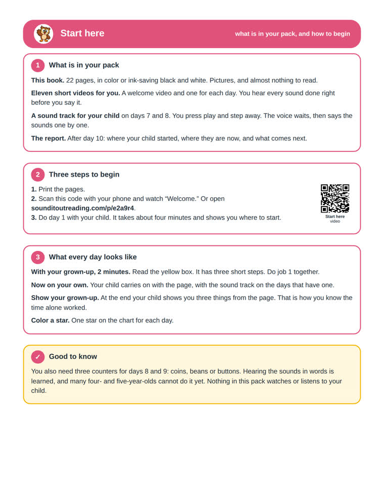 The start here page