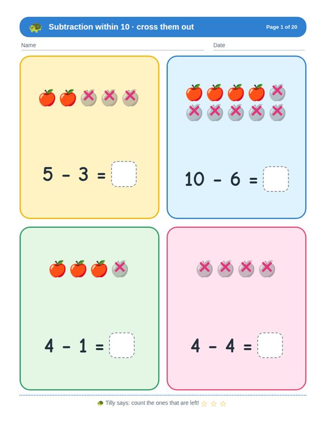 Free Addition and Subtraction Starter Pack: sample page 4