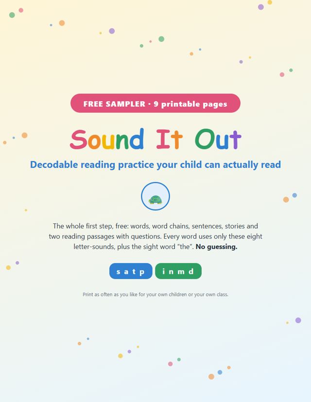 Free Decodable Reading Sampler: sample page 1