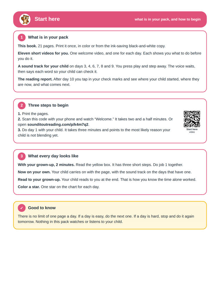 The start here page
