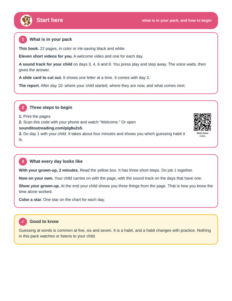 The start here page