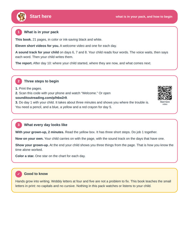 The start here page