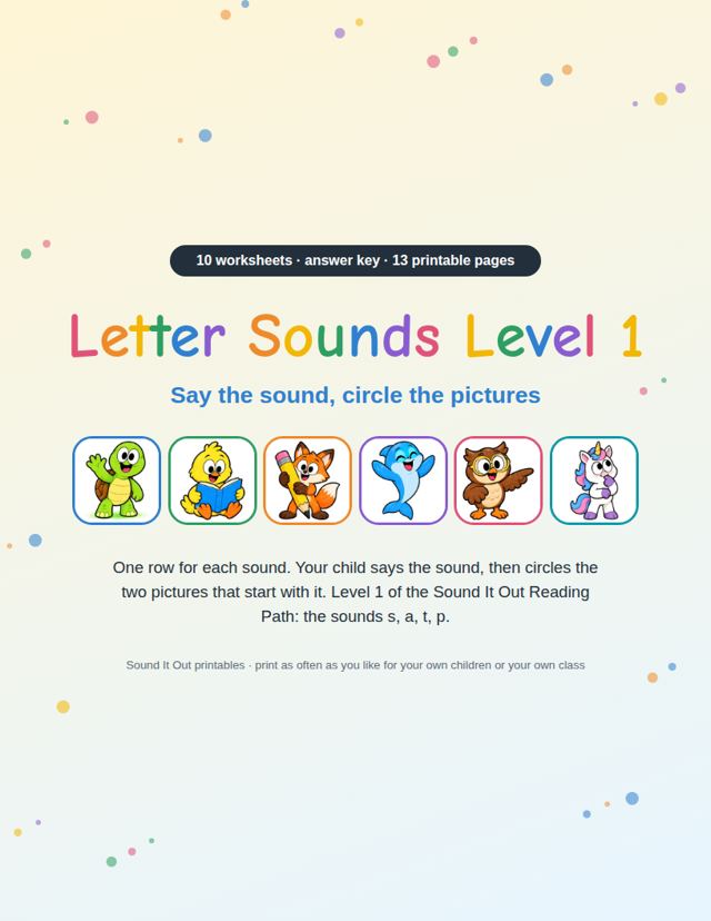Letter Sounds Level 1: sample page 1