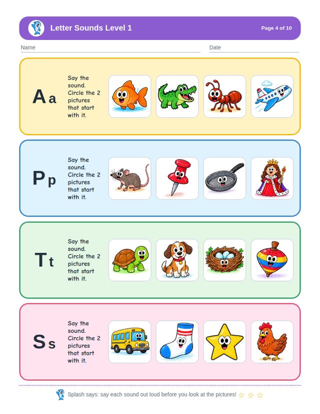 Letter Sounds Level 1: sample page 3