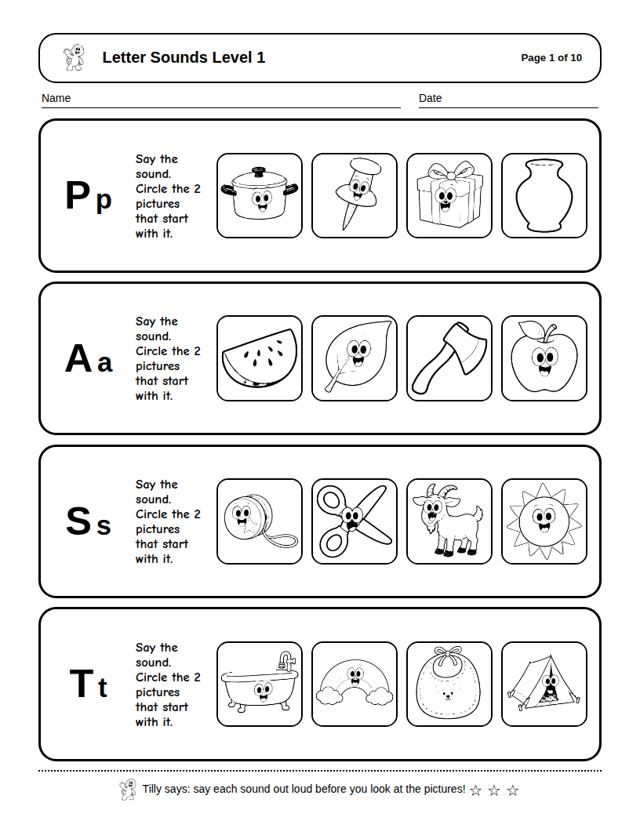 Letter Sounds Level 1: sample page 4
