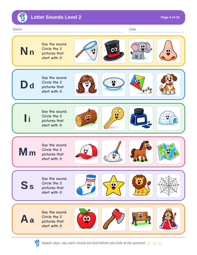 Letter Sounds Level 2: sample page 3