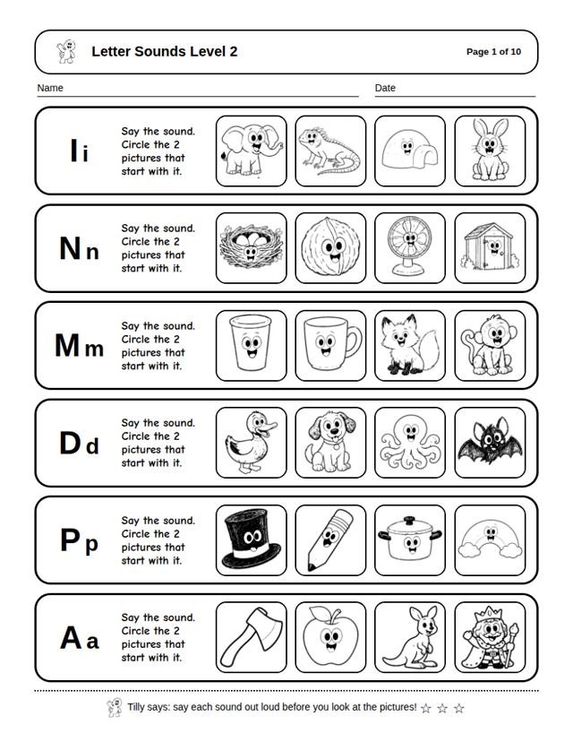 Letter Sounds Level 2: sample page 4