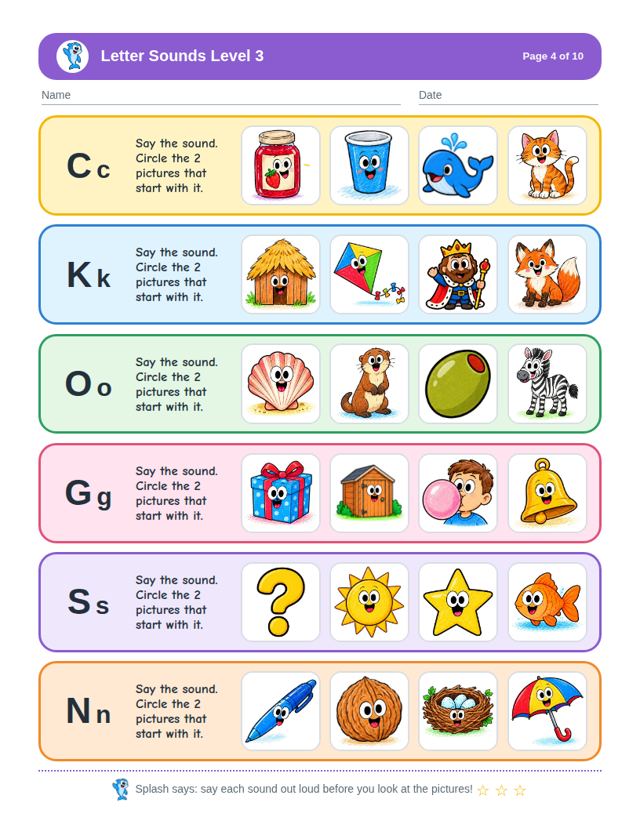 Letter Sounds Level 3: sample page 3