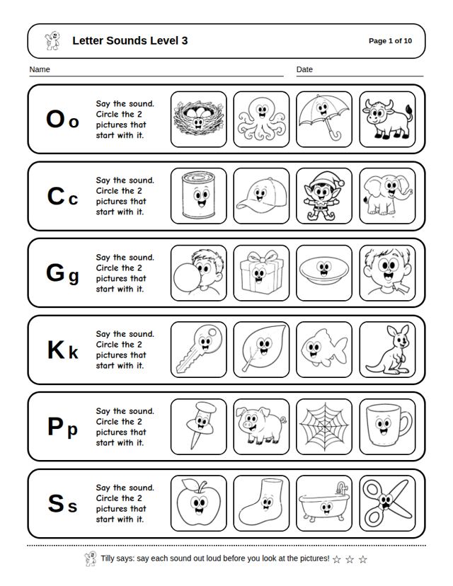 Letter Sounds Level 3: sample page 4