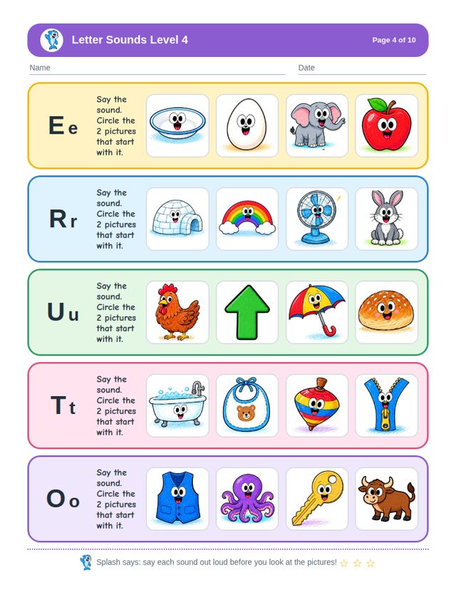 Letter Sounds Level 4 free sample page