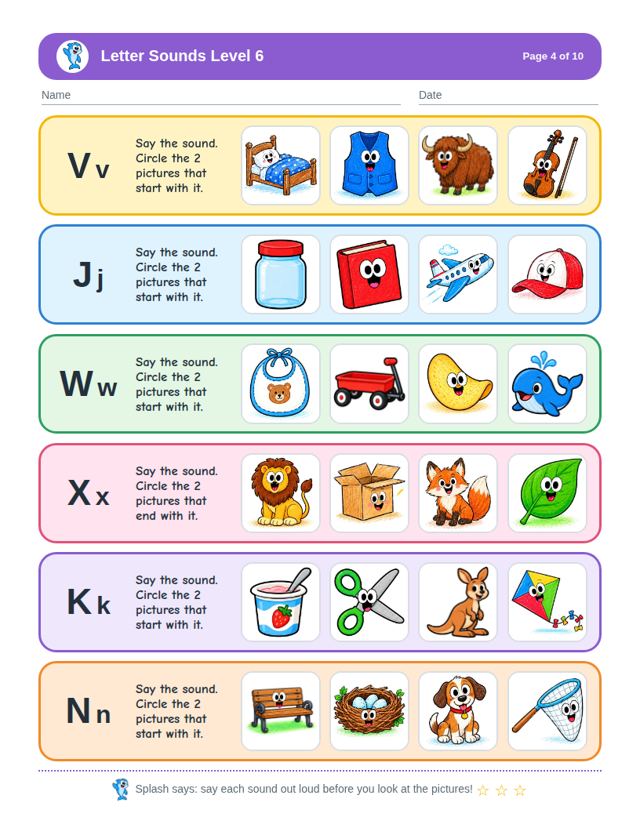 Letter Sounds Level 6: sample page 3