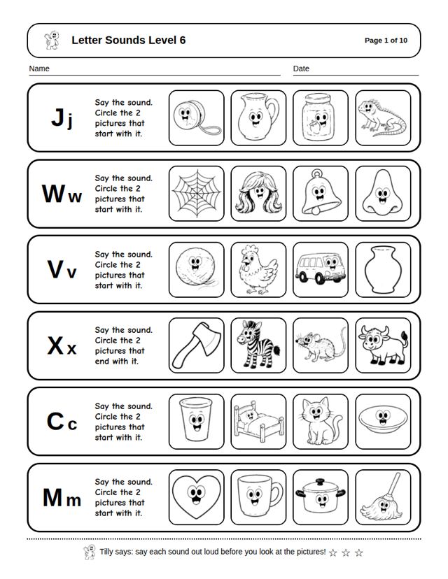 Letter Sounds Level 6: sample page 4