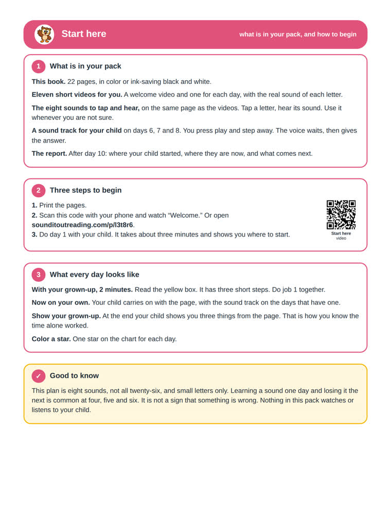 The start here page